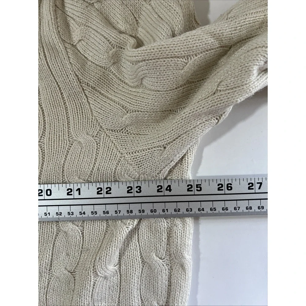 VTG Polo Ralph Lauren Sweater 100% Tussah Silk Men's XL Cable Knit‎ V-Neck